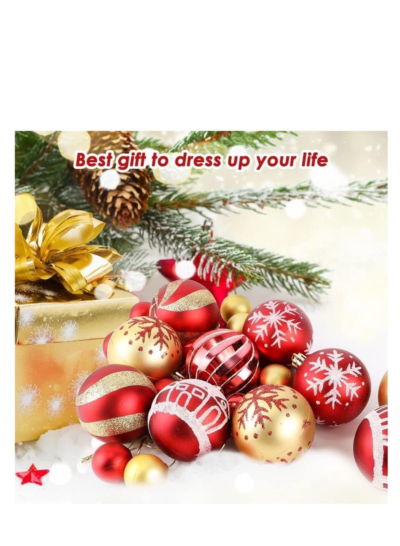 مجموعة من 44 قطعة من كرات الكريسماس لتزيين شجرة الكريسماس، كرات زينة معلقة لشجرة الكريسماس، قلادات شجرة الكريسماس، مناسبة لحفلات الكريسماس وديكورات رأس السنة الجديدة (أحمر ذهبي) - Image 4