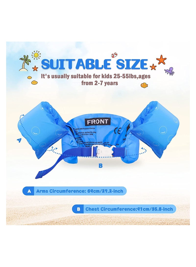 SOLARAE Kids Swim Vest, Foldable Arm Bands Swim Float Vest Jacket with Adjustable Strap, Swimming Armbands Float Vest, Swim Training Jacket, Arm Bands Kids for Girls and Boys 2-7-Year-Old to Swim - Image 3