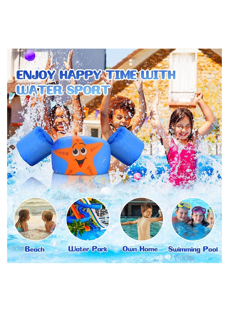 SOLARAE Kids Swim Vest, Foldable Arm Bands Swim Float Vest Jacket with Adjustable Strap, Swimming Armbands Float Vest, Swim Training Jacket, Arm Bands Kids for Girls and Boys 2-7-Year-Old to Swim - Image 2