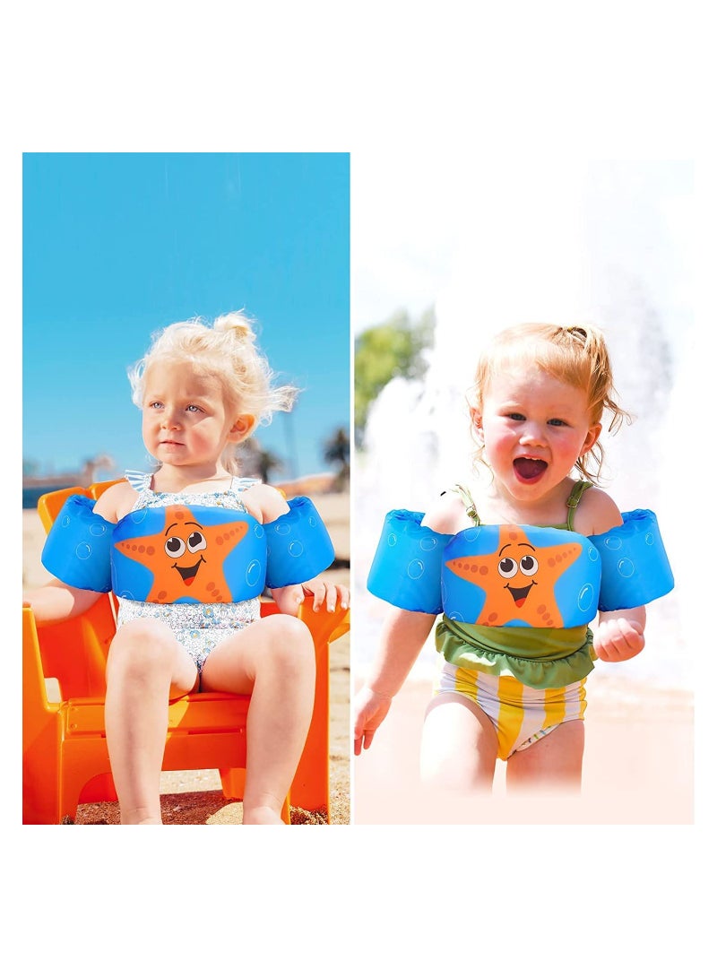 SOLARAE Kids Swim Vest, Foldable Arm Bands Swim Float Vest Jacket with Adjustable Strap, Swimming Armbands Float Vest, Swim Training Jacket, Arm Bands Kids for Girls and Boys 2-7-Year-Old to Swim - Image 4