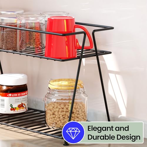 WonderStand NIMBUS | 2-Tier Countertop Spice Rack Storage Shelf Organizer and Home, Kitchen and Living Room Spice Rack (Black) - Image 2