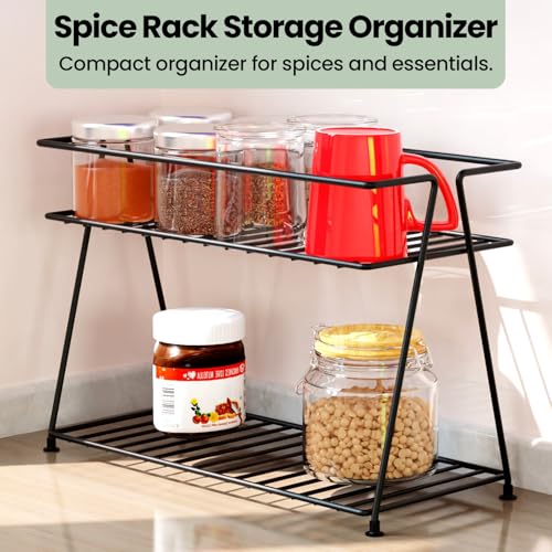 WonderStand NIMBUS | 2-Tier Countertop Spice Rack Storage Shelf Organizer and Home, Kitchen and Living Room Spice Rack (Black) - Image 3
