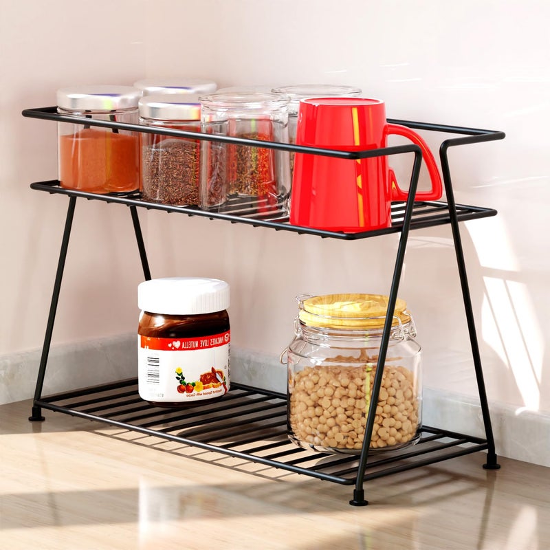WonderStand NIMBUS | 2-Tier Countertop Spice Rack Storage Shelf Organizer and Home, Kitchen and Living Room Spice Rack (Black) - Image 4