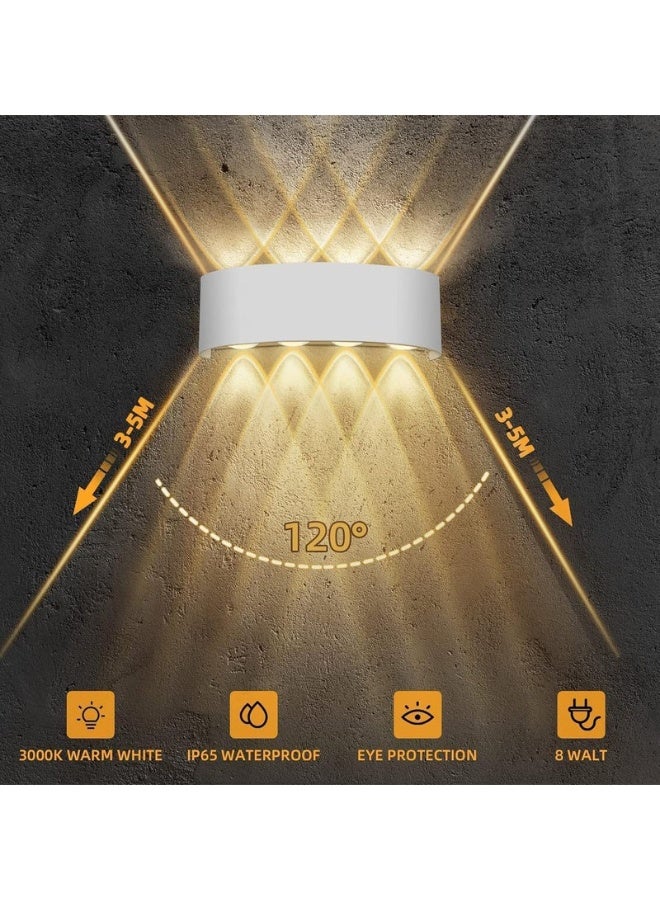 viola 8W Waterproof Modern Wall Light LED Wall Lamp Aluminum LED Wall Sconce Up Down Indoor Outdoor for Bathroom Bedroom Hallway Porch Corridor Hotel Doorway Garden Pathway, White 3000K - Image 3