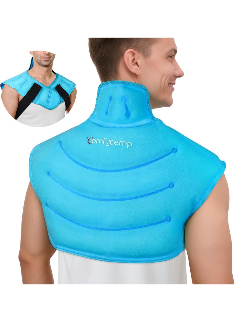 Comfytemp Comfytemp Large Ice Pack for Neck Shoulders Upper Back Pain Relief with Straps, FSA HSA Eligible, Wearable Reusable Gel Ice Wrap with Cold Compression Therapy Recovery for Upper Back, Cervical (M/L) 