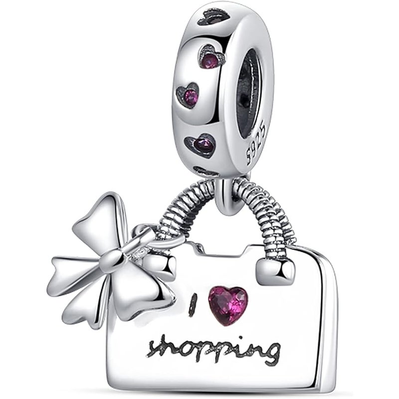 MULA 925 Sterling Silver Charms for Bracelets and Necklaces Handbag Dangle Pendants Beads Cute Cat Turtle Charms Jewelry Gift for Women Girls, Sterling Silver, Cubic Zirconia - Image 1