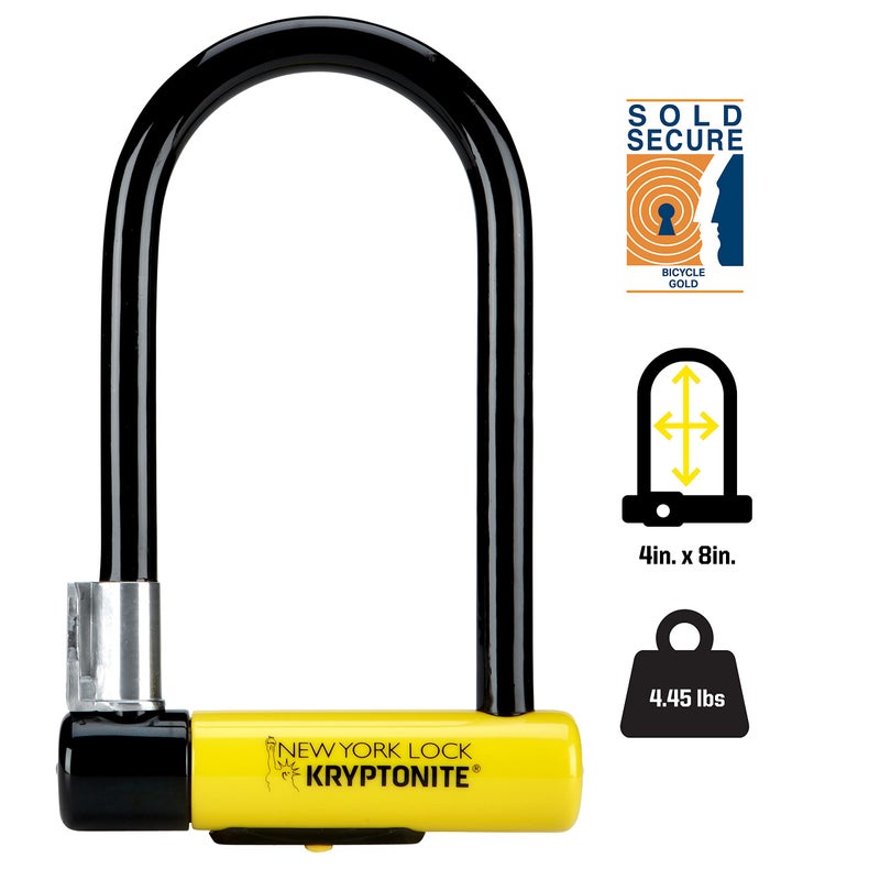 Kryptonite New York Standard Bike U-Lock, Heavy Duty Anti-Theft, 16mm Shackle with Mounting Bracket and Keys, Ultimate Security for Bicycles E-Bikes and Scooters. - Image 3