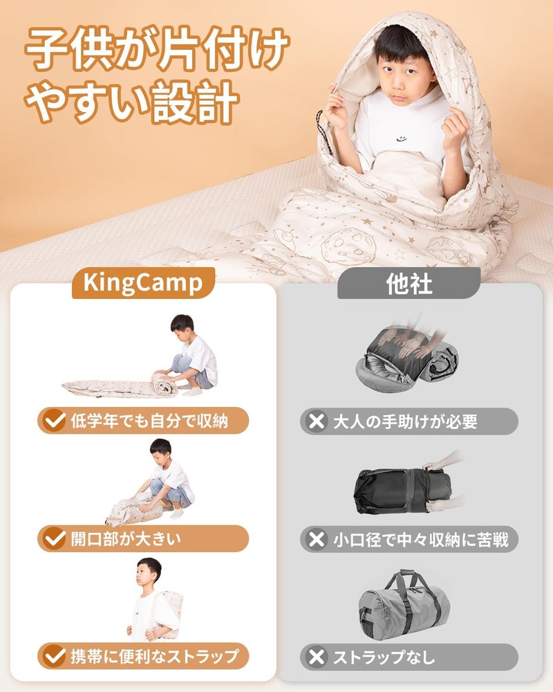 KingCamp كيس نوم كينغ كامب، نوع ظرف، درجة حرارة مريحة 15.2°F (7°C)، لجميع الفصول، صيفي، خفيف الوزن، 3.1 رطل (1.4 كجم)، قابل للتوصيل، تخزين مدمج، حراري، للوقاية من الكوارث - Image 3