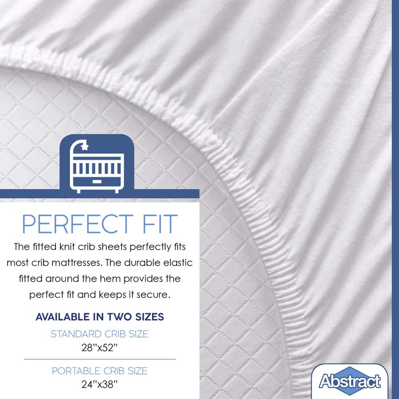 Abstract Cotton Crib Sheets - Fitted Crib Sheet for Standard Crib Mattress - Ultra Soft Crib Sheets for Boys Girls Baby - Universal - Snug Fitted - Cotton - 28"x52" (Solid White) - Image 3