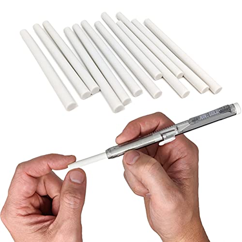 June Gold 12 Pack of Retractable Pen Eraser Stick Refills - Latex-Free, White Vinyl, & Precision Erasing - Image 2