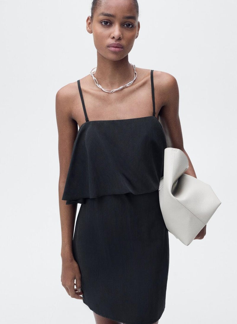 MANGO Lyocell Dress With Ruffle - Image 1