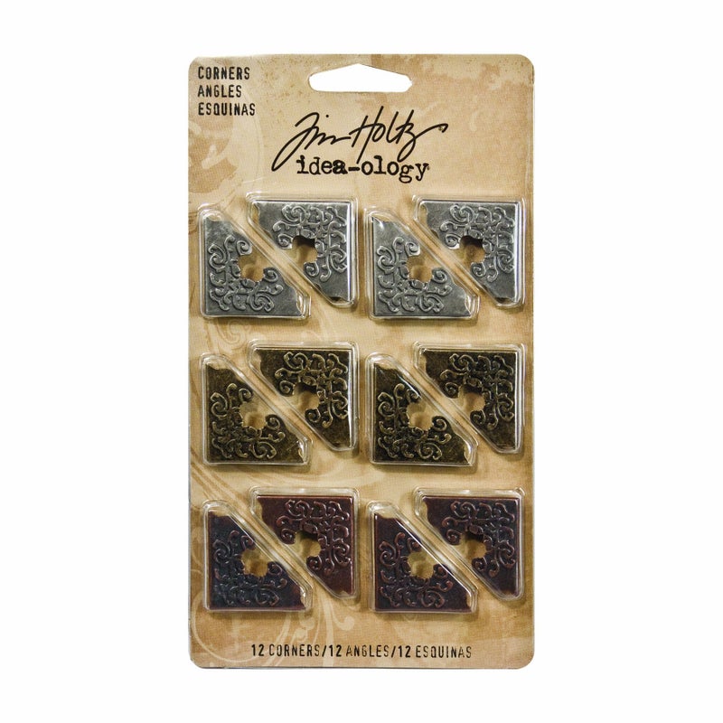 Tim Holtz Metal Corners, 12 per pack, 1 Inch, Antique Finishes, TH92789 - Image 3