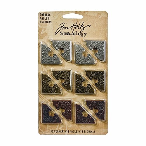 Tim Holtz Metal Corners, 12 per pack, 1 Inch, Antique Finishes, TH92789 - Image 1