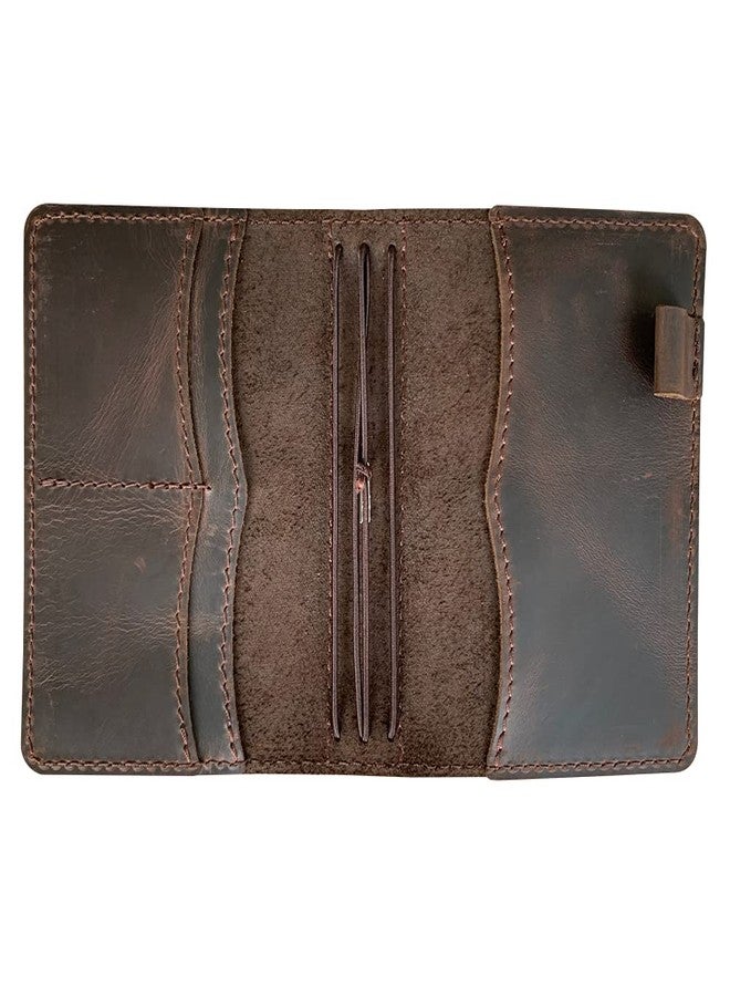 newestor Travelers Notebook Cover with Inner Pockets, Card Slots and Pen Holder, Passport Size, Dark Brown - Image 4