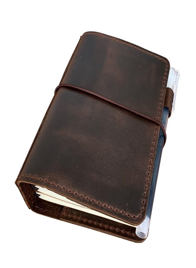 newestor Travelers Notebook Cover with Inner Pockets, Card Slots and Pen Holder, Passport Size, Dark Brown - Image 2