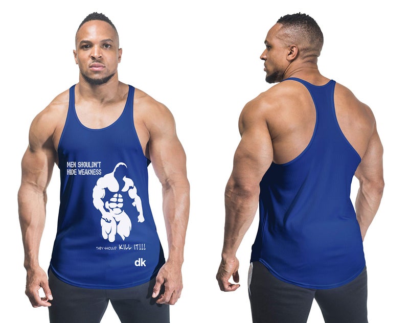 Decisive Bodybuilding Tank Top (Men Shouldn't Print) Vest- Royal Blue-XX-Large - Image 1