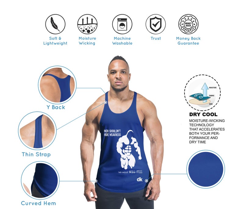 Decisive Bodybuilding Tank Top (Men Shouldn't Print) Vest- Royal Blue-XX-Large - Image 4