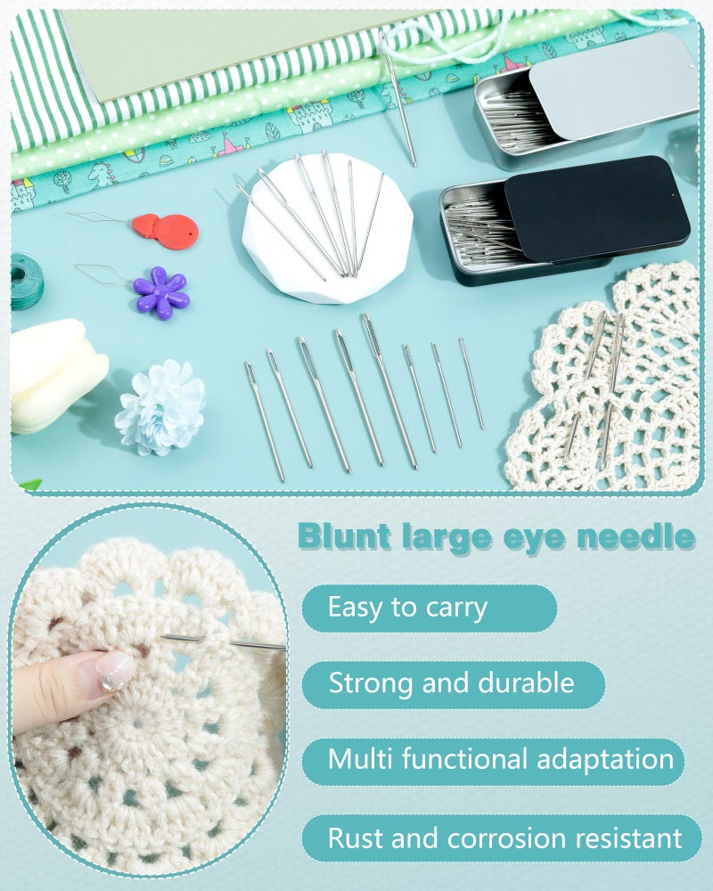 FIVEIZERO 80 PCS Large-Eye Blunt Needles,8 Sizes Stainless Steel Yarn Knitting Needles,Sewing Needles,Crafting Knitting Weaving Stringing Needleswith Threaders for Finishing Off Crochet Projects CJ - Image 4