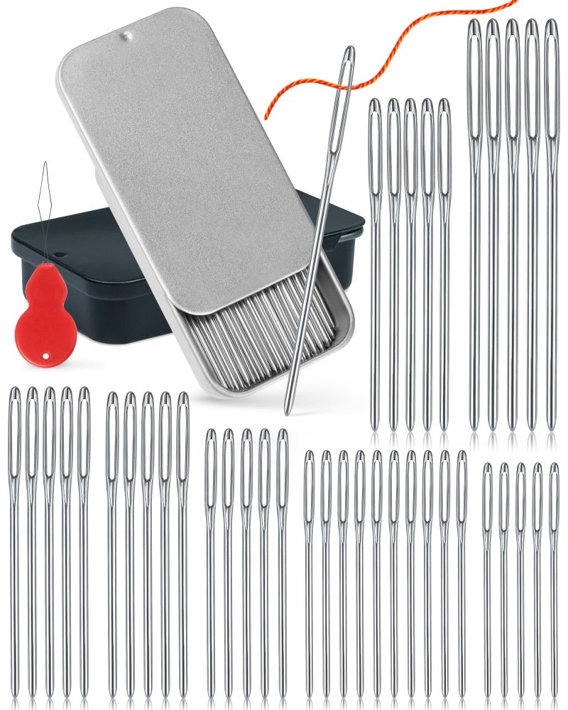 FIVEIZERO 80 PCS Large-Eye Blunt Needles,8 Sizes Stainless Steel Yarn Knitting Needles,Sewing Needles,Crafting Knitting Weaving Stringing Needleswith Threaders for Finishing Off Crochet Projects CJ - Image 1