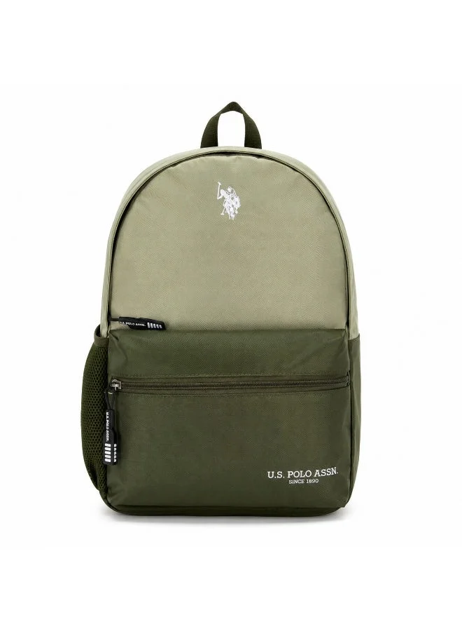 يو اس بولو اسن U.S. Polo Assn. Classic Olive Green Tonal Heritage Backpack for School and Office MultiCompartment Bag for Campus