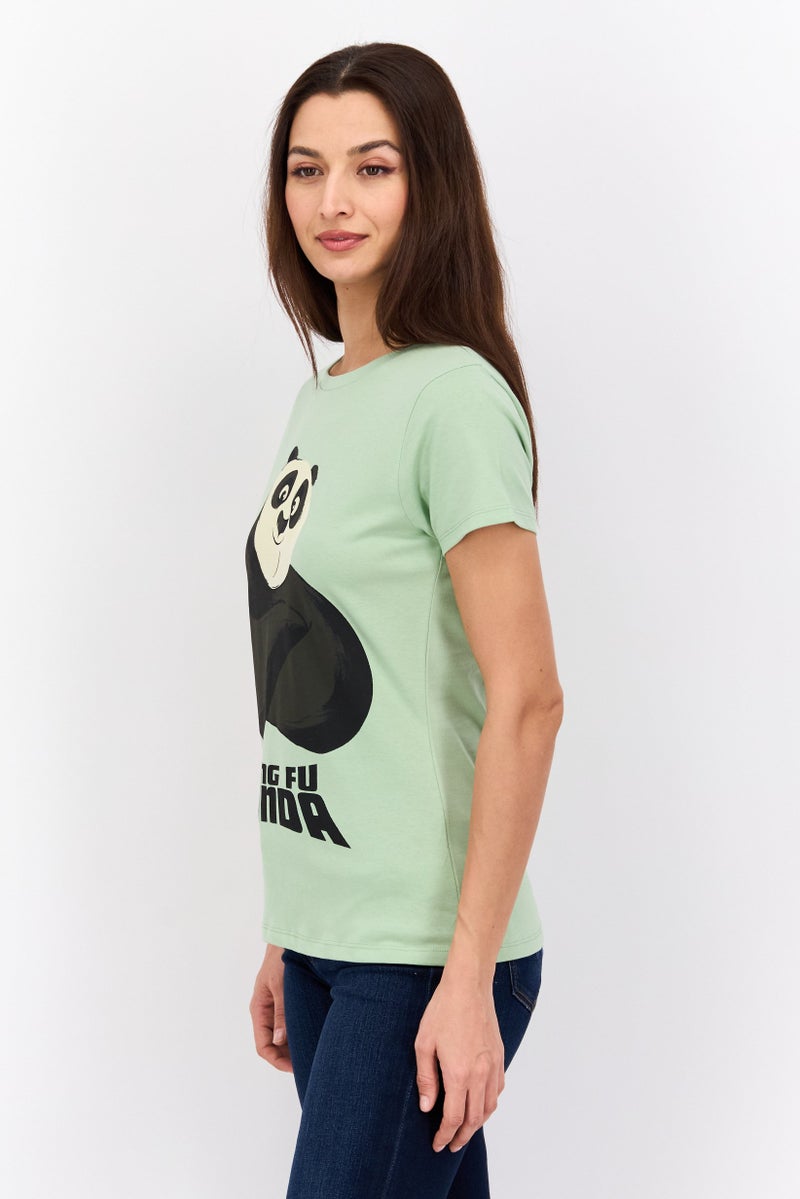 DreamWorks Women Round Neck Short Sleeve Kung Fu Panda t-Shirt, Green - Image 2