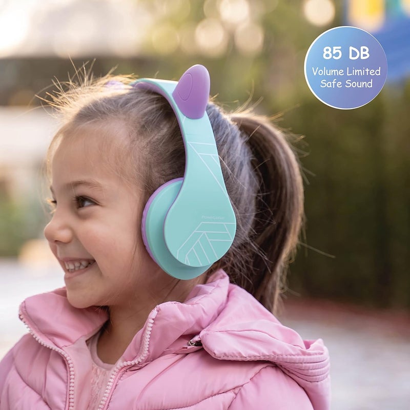 PowerLocus P2 Kids Headphones Wireless, Bluetooth Headphones for Kids Over Ear with Volume Limit 85DB, Cat Ear LED Light Up, Built-in Microphone, Foldable, Micro SD/TF for iPhone/iPad/Laptop/PC/TV - Image 5