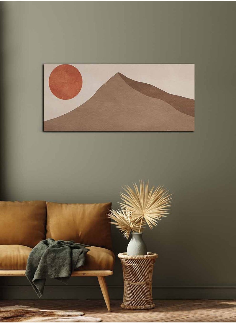LOWHA Framed Canvas Wall Art Stretched Over Wooden Frame, Panorama Orientation Moon and Mountain Painting, For Home, Living Room, Office Décor  - Image 2