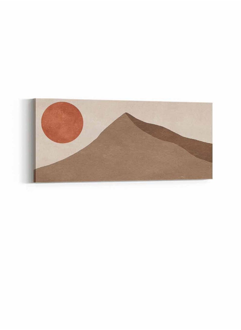 LOWHA Framed Canvas Wall Art Stretched Over Wooden Frame, Panorama Orientation Moon and Mountain Painting, For Home, Living Room, Office Décor  - Image 3