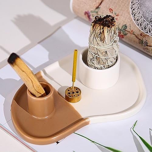 YIASSON Ceramic 4 in 1 Incense Holder, Palo Santo Holder, Sage Holder, Palo Santo Burner, Incense Stick Holder, Sage Holder for Smudging, Smudge Stick Holder, Sage and Palo Santo Holder for Zen Decor - Image 4