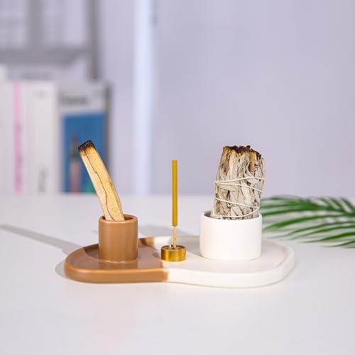 YIASSON Ceramic 4 in 1 Incense Holder, Palo Santo Holder, Sage Holder, Palo Santo Burner, Incense Stick Holder, Sage Holder for Smudging, Smudge Stick Holder, Sage and Palo Santo Holder for Zen Decor - Image 5