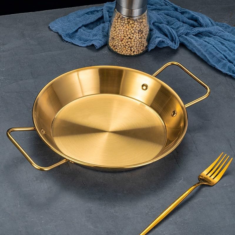 Stainless steel pan with two handles. A versatile pan for cooking and serving, with high quality and a durable design, suitable for everyday kitchen use, heat resistance, and ideal distribution of liquids and foods (size 18). - Image 3