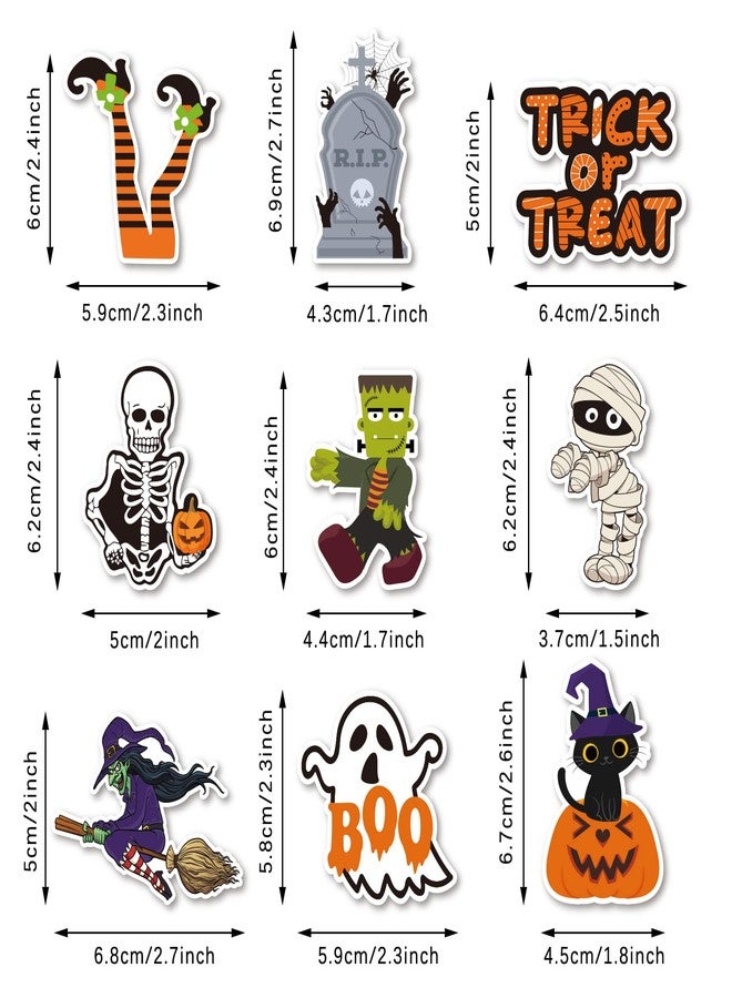 وولاين مجموعة زينة كب كيك هالوين من والين، 72 قطعة، مع أعواد وغراء، 9 تصاميم، زينة حلويات هالوين سعيدة، زينة كب كيك "خدعة أم حلوى" لحفلات أعياد الميلاد - Image 2