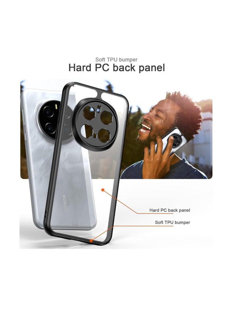 Compatible with Honor Magic 7 Pro 5G Case Grade Shockproof Anti-Yellowing, Slim Protective Phone Case Full Bumper Cover With Camera Lens Protective - Black - Image 2