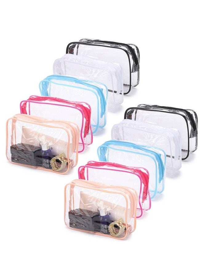 Tbestmax 10 Pcs Clear Cosmetic Bags Small Travel Toiletry Bags Organizer, Portable Waterproof Washing Makeup Bags for Bathrooms and Vacations(5 Colors)  - Image 1