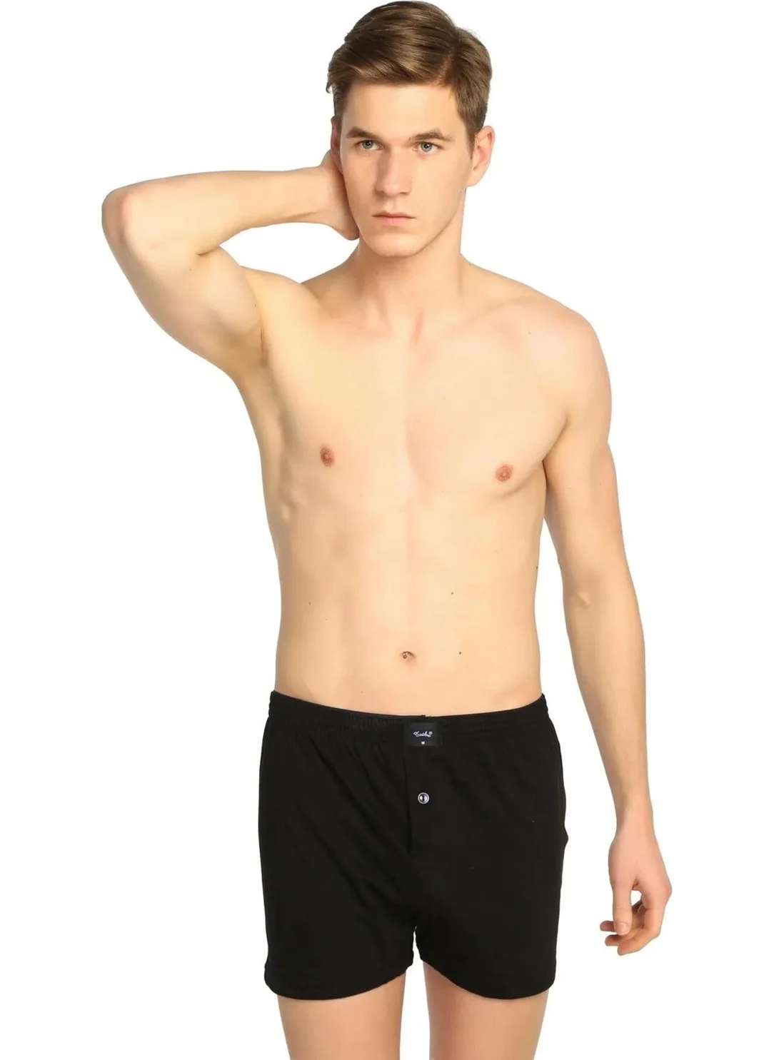 Tutku Passion Men's Combed Cotton Buttoned Plain Color Boxer 0117 - 3 Pieces