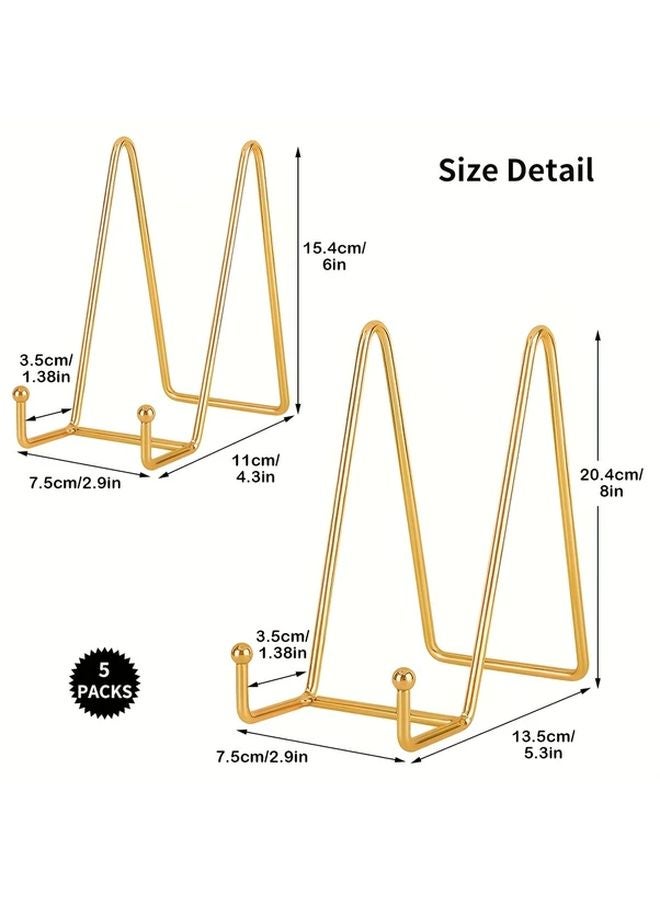 6 حامل عرض ذهبي مقاس 6 بوصات 5 قطع حامل معدني متين للصور واللوحات التحف - Image 4