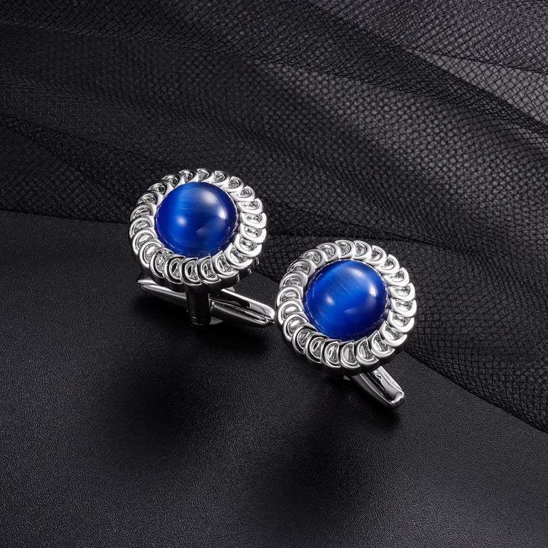 HAWSON Cat Eyes Cufflinks for Men, Cufflinks with Shirt Studs for Groom, Tuxedo Shirt Studs Cufflinks, Mens Formal Kit Business Wedding Accessories - Image 4