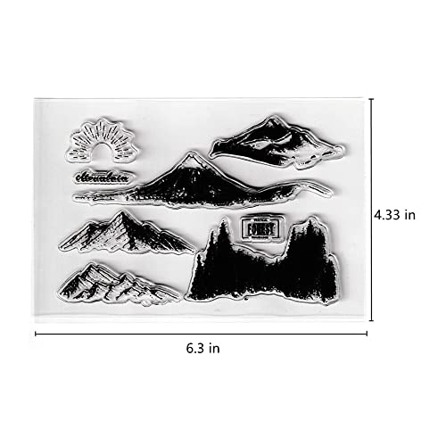 AHTOLS Mountains and Rivers Clear Stamps Silicone Stamp Cards with Sentiments, Forest Tree Sun Transparent Seal Stamps for Holiday Card Making Decoration and DIY Scrapbooking Album DIY Crafts - Image 2