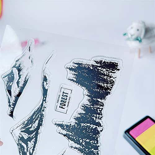 AHTOLS Mountains and Rivers Clear Stamps Silicone Stamp Cards with Sentiments, Forest Tree Sun Transparent Seal Stamps for Holiday Card Making Decoration and DIY Scrapbooking Album DIY Crafts - Image 3