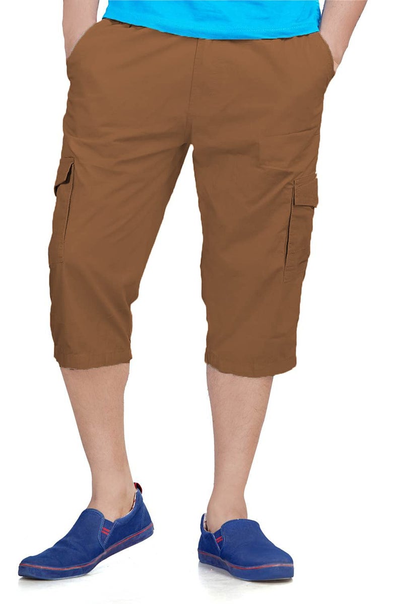 0-DEGREE Men's Regular Fit Three Quarter Shorts Mehendi 34 Inch Waist - Image 1