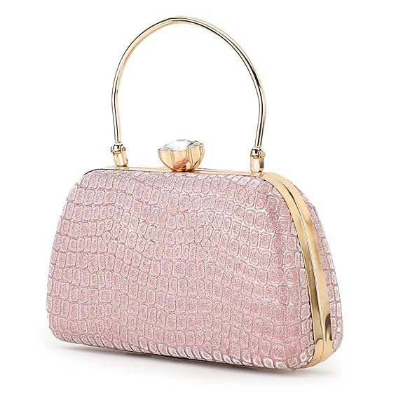 Zaib Bridal Partyware Clutch for Women – Elegant Evening Purse, Wedding Accessories, Satin Shoulder Bag for Brides, Bridesmaid (Pink - 50&57 No) - Image 5