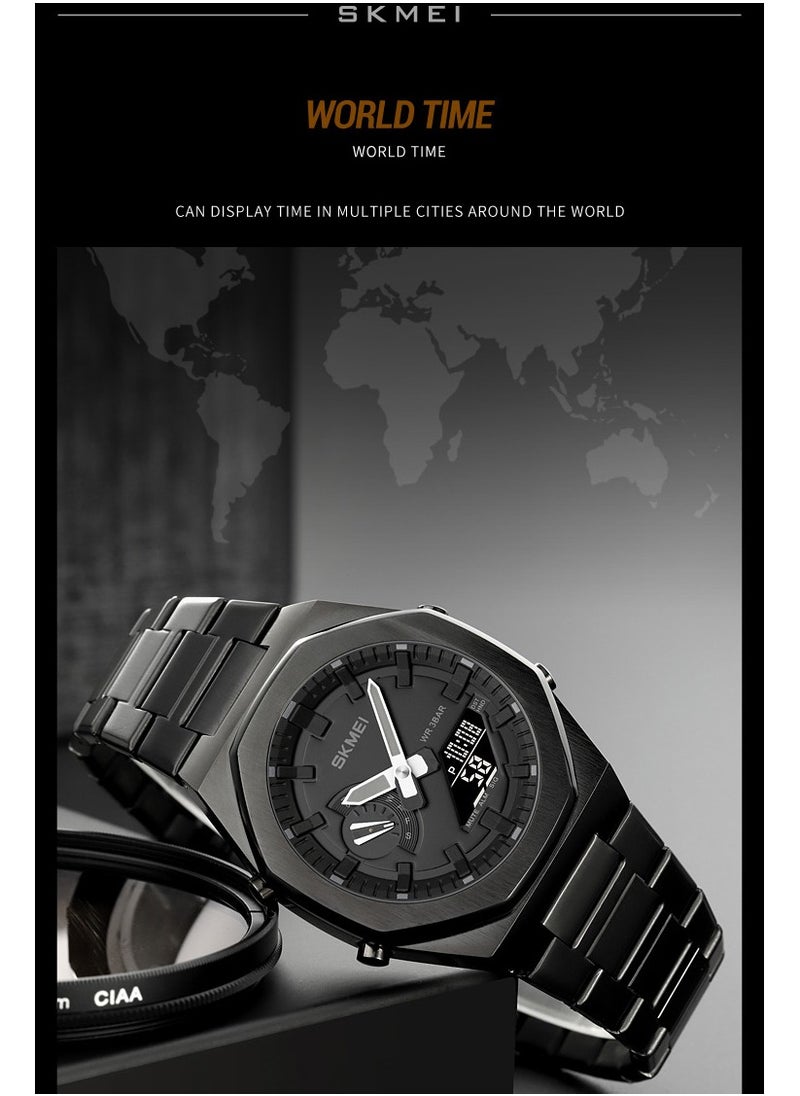 SKMEI - SKMEI 1816 Dual Display Multifunction Luminous Watch For Men - Gold - Image 1