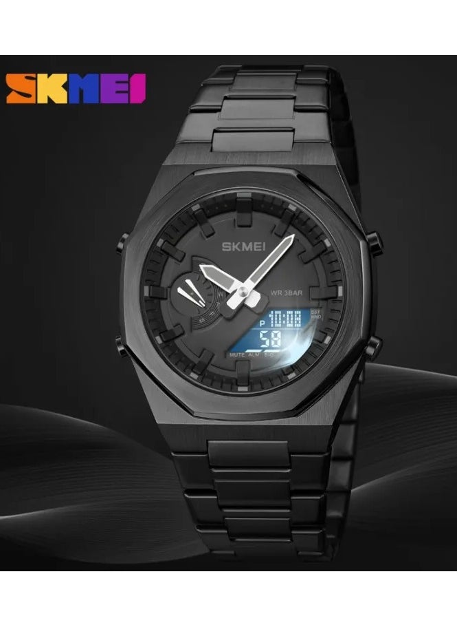 SKMEI - SKMEI 1816 Dual Display Multifunction Luminous Watch For Men - Gold - Image 1