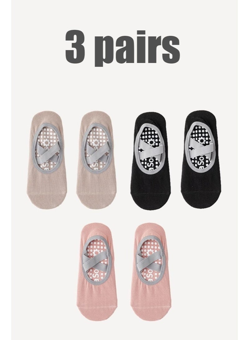 جوارب يوغا مضادة للانزلاق للنساء، جوارب بيلاتس غير قابلة للانزلاق، 3 أزواج في العبوة - Image 1