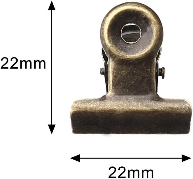 SUMAJU 100 PCS Metal Hinge Clips, Bronze Small Clips with Hole for Photos, Tags Bags, Shops, Office, Xmas Decor and Price Tag (0.87Inch/22mm) - Image 2