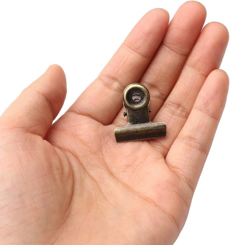 SUMAJU 100 PCS Metal Hinge Clips, Bronze Small Clips with Hole for Photos, Tags Bags, Shops, Office, Xmas Decor and Price Tag (0.87Inch/22mm) - Image 4