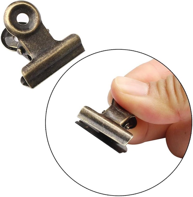 SUMAJU 100 PCS Metal Hinge Clips, Bronze Small Clips with Hole for Photos, Tags Bags, Shops, Office, Xmas Decor and Price Tag (0.87Inch/22mm) - Image 3