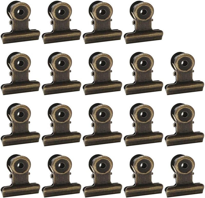 SUMAJU 100 PCS Metal Hinge Clips, Bronze Small Clips with Hole for Photos, Tags Bags, Shops, Office, Xmas Decor and Price Tag (0.87Inch/22mm) - Image 1