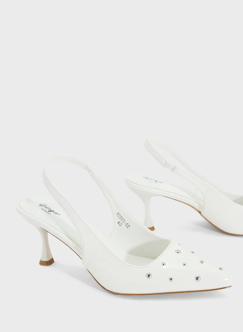 Ginger Studded Slingback Heeled Pump