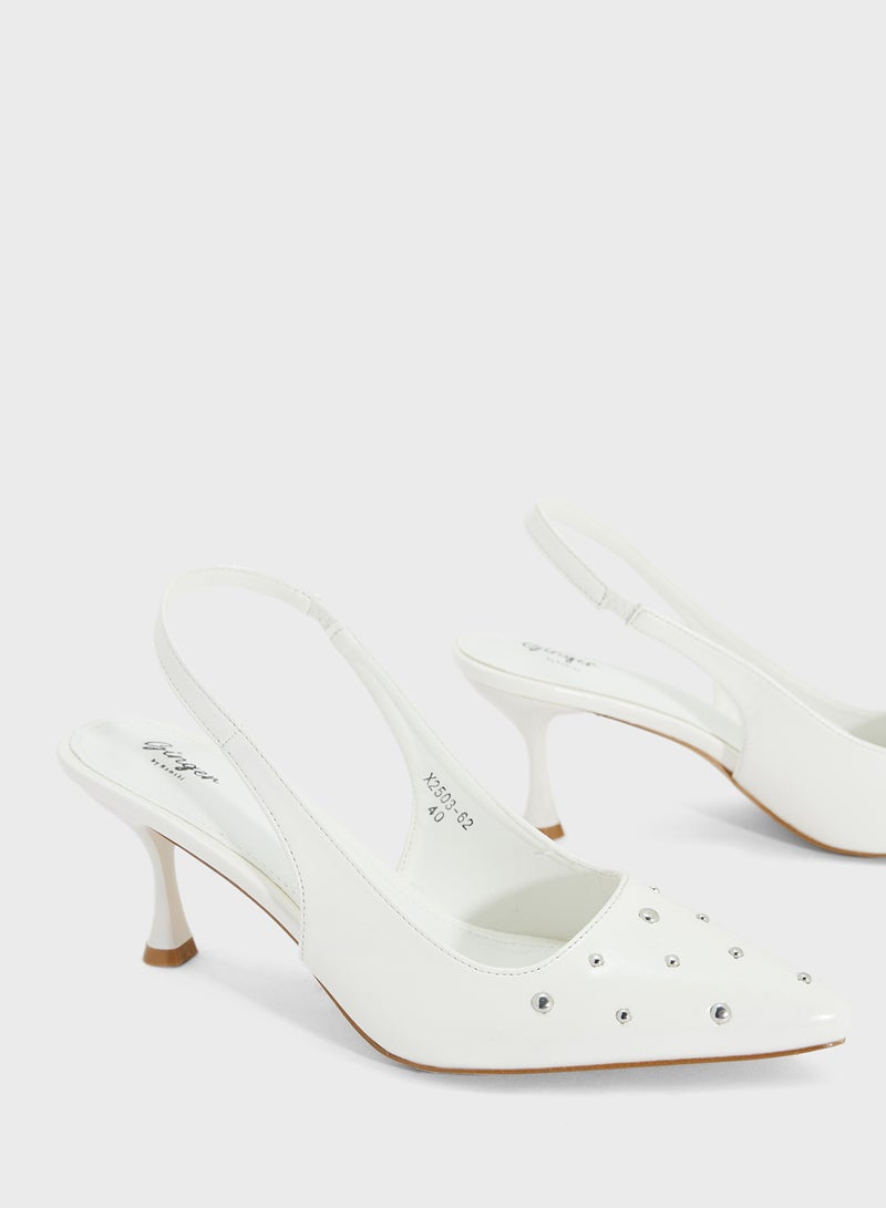 Ginger Studded Slingback Heeled Pump  - Image 4